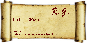 Raisz Géza névjegykártya